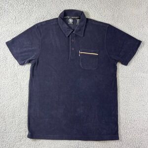 DKNY Jeans Polo Shirt Men's‎ S Navy Blue Terry Cloth Short Sleeve Pocket VTG NWT
